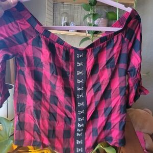 Plaid Off-Shoulder Women Top